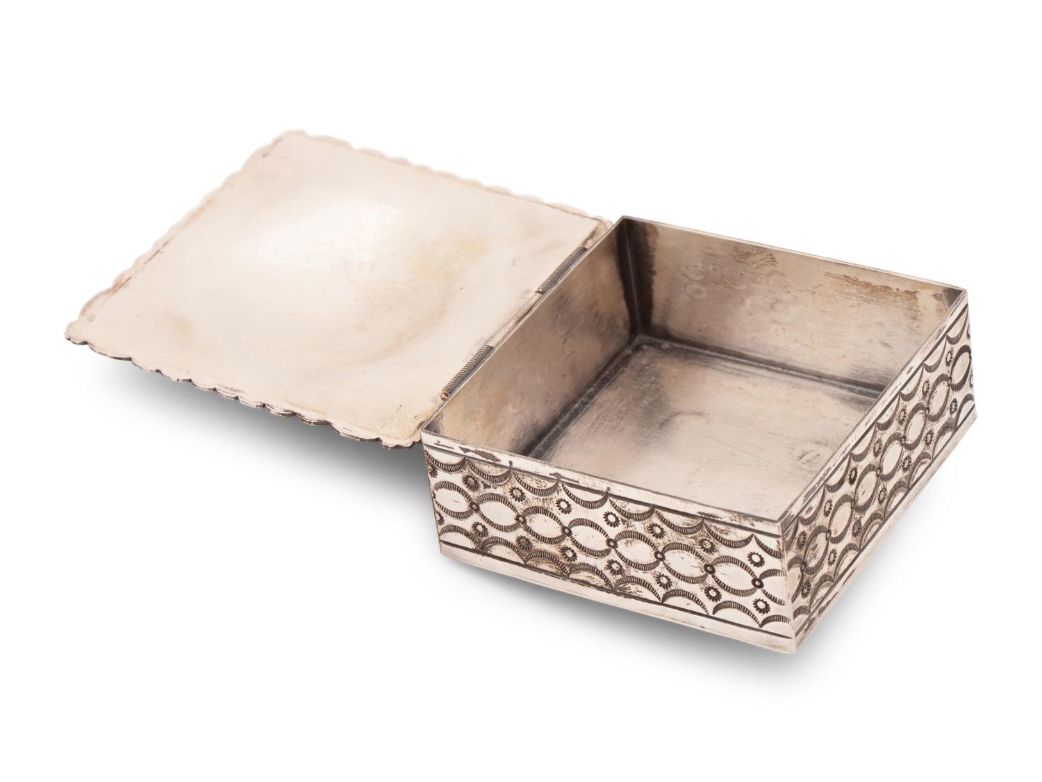 Heavily Stamped Sterling Silver and Turquoise Lidded Box