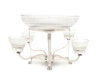 An English Silverplate Epergne, Sheffield, Height overall 11 3/8 inches.