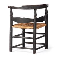 A Federal Parcel-Gilt and Black Painted Rush-Seat Roundabout Armchair