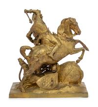 A Large French Gilt Bronze Figural Mantel Clock After Jean-François-Théodore Gechter (1796-1844)