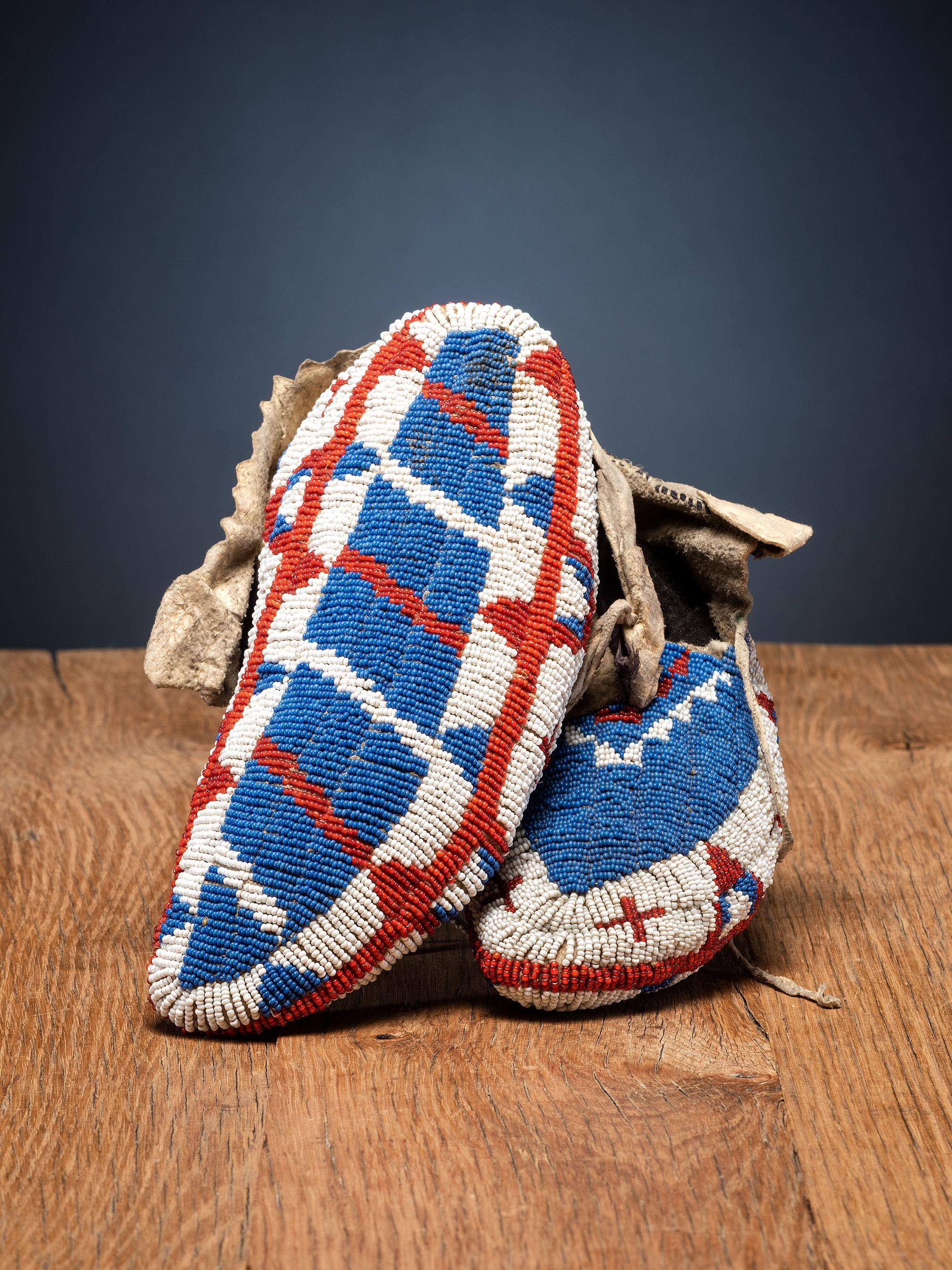 Sioux Fully Beaded Hide Moccasins