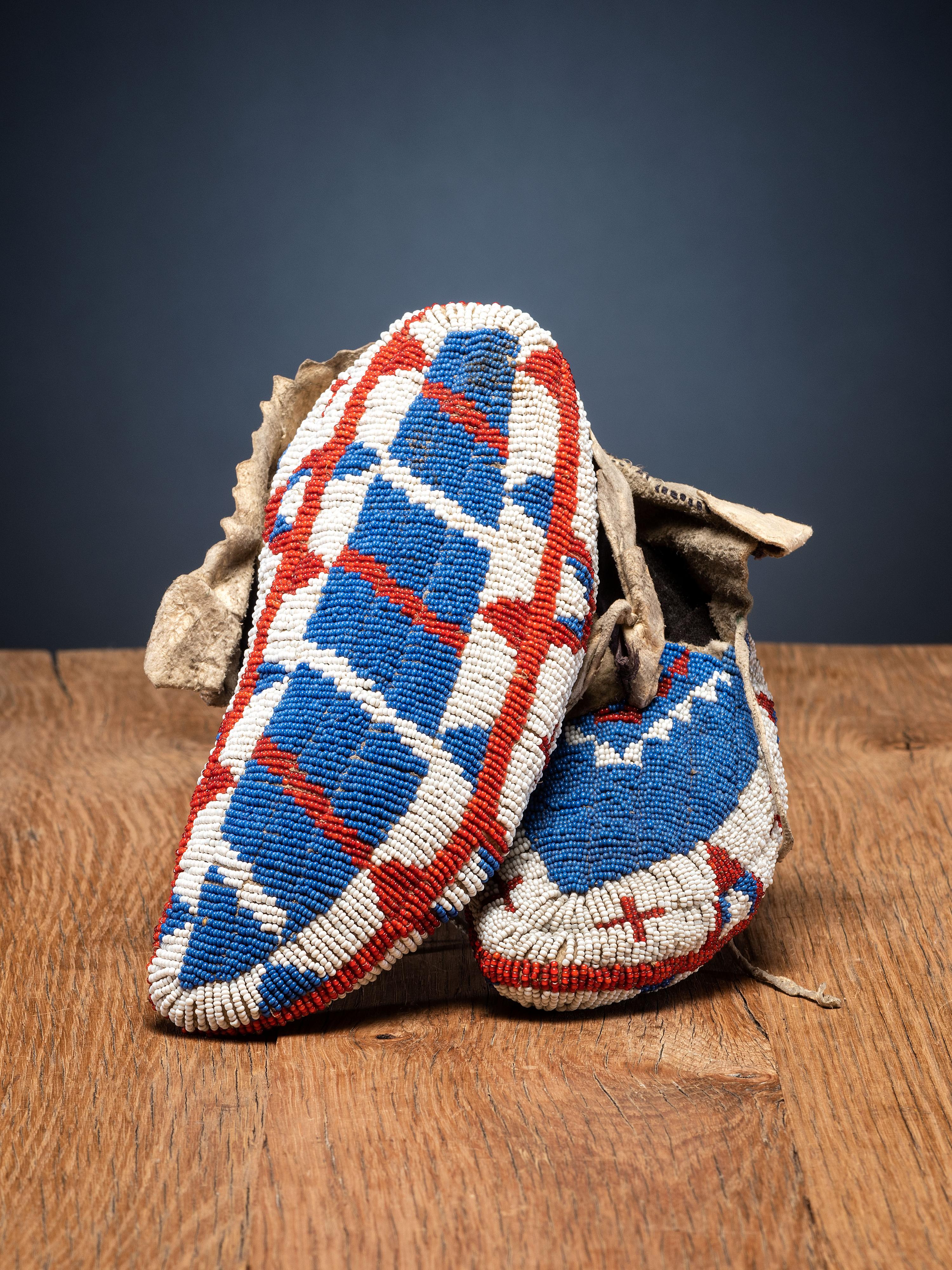 Sioux Fully Beaded Hide Moccasins