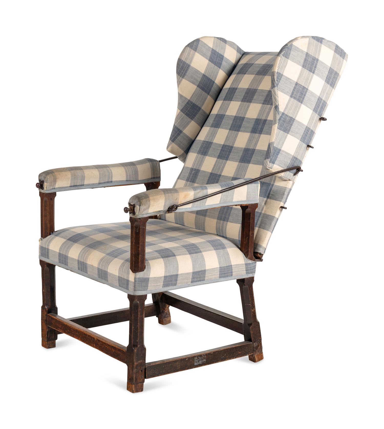 A Louis XIII Walnut and Iron Mounted Fauteuil de Malade