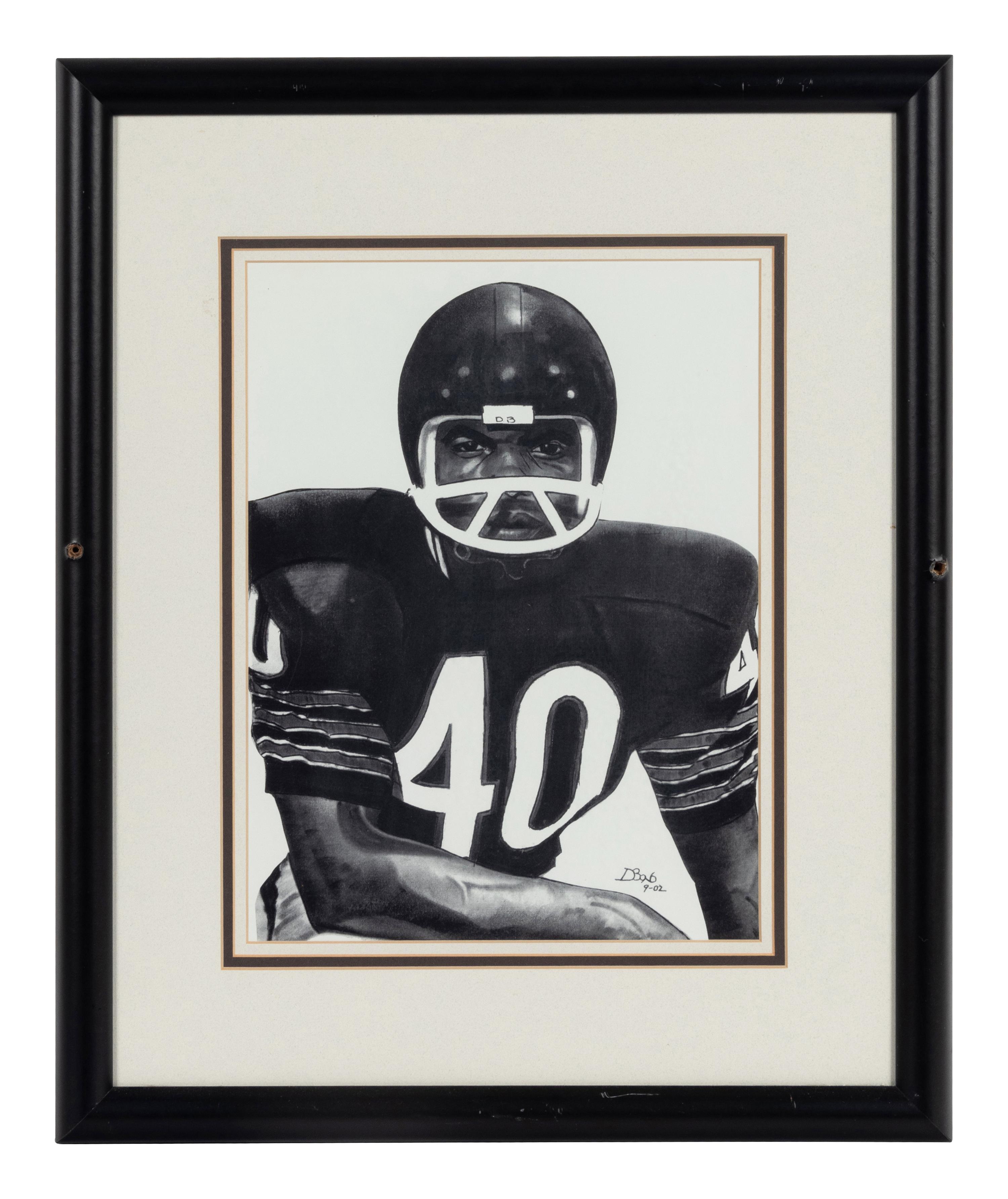 A Group of Nine Artworks of Various Football Players Formerly Displayed at Mike Ditka’s Restaurant