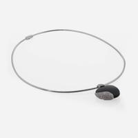 An 18K White Gold, Black Stone, and Diamond Necklace by Movado