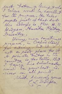 [Literature] Carroll, Lewis (Charles Lutwidge Dodgson). Autograph Letter, signed
