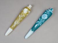 A Group of Two Cameo Glass Perfumes, R. Geiger, Length 9 1/4 inches.