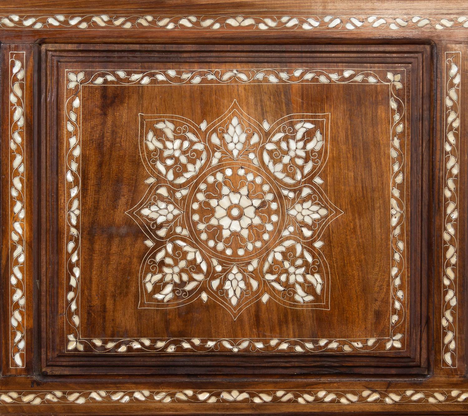A Syrian Mother-of-Pearl Inlaid Walnut Bed