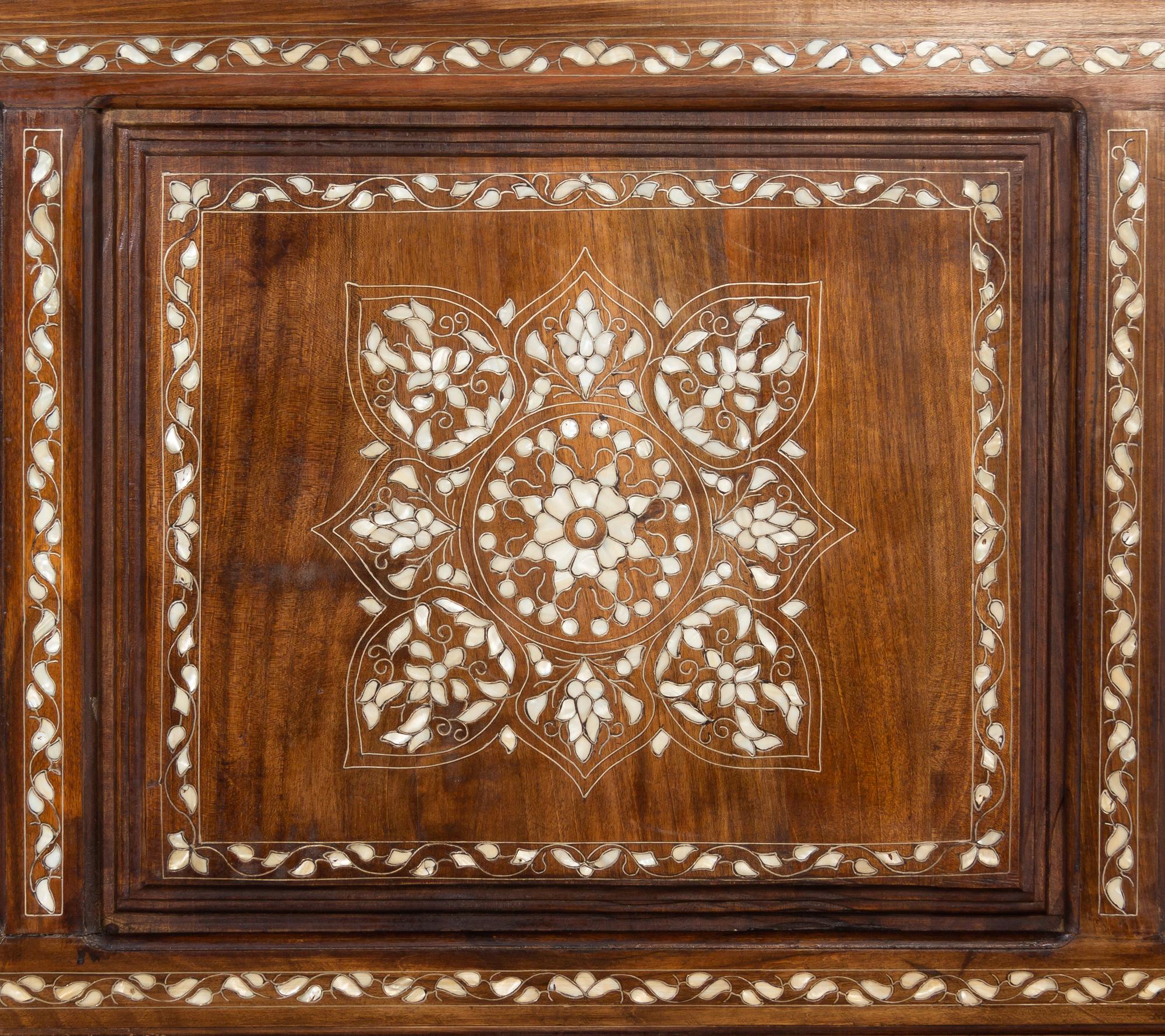 A Syrian Mother-of-Pearl Inlaid Walnut Bed