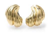 A Pair of 14 Karat Yellow Gold Earclips, 20.80 dwts.