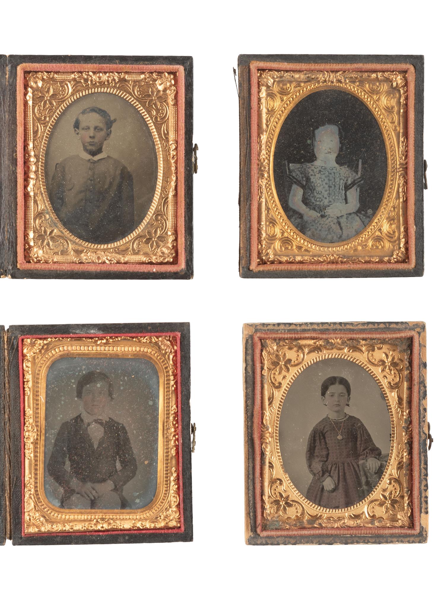 [EARLY PHOTOGRAPHY]. 34 assorted daguerreotypes, ambrotypes, and tintypes featuring children.