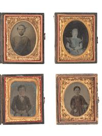 [EARLY PHOTOGRAPHY]. 34 assorted daguerreotypes, ambrotypes, and tintypes featuring children.