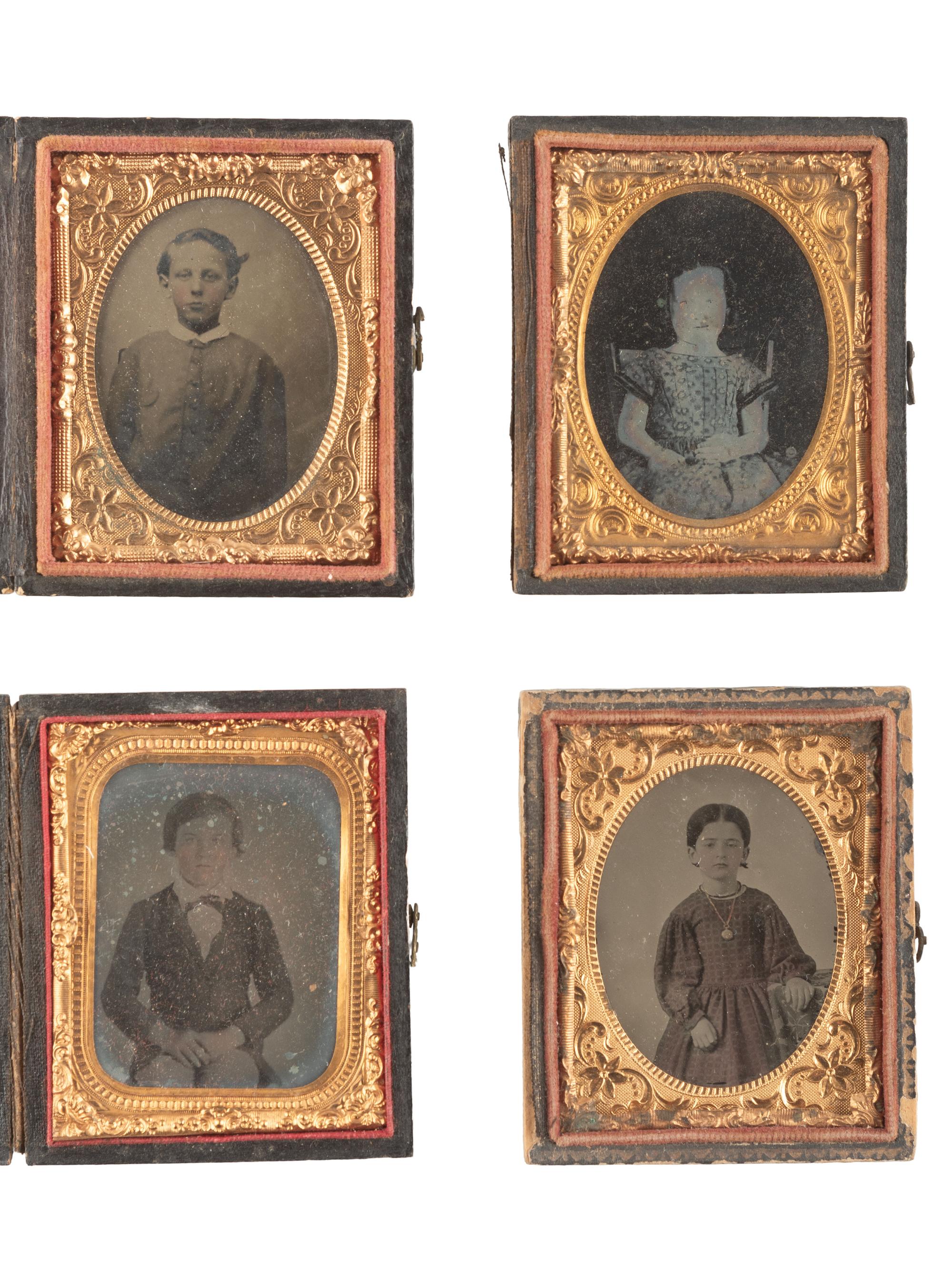 [EARLY PHOTOGRAPHY]. 34 assorted daguerreotypes, ambrotypes, and tintypes featuring children.
