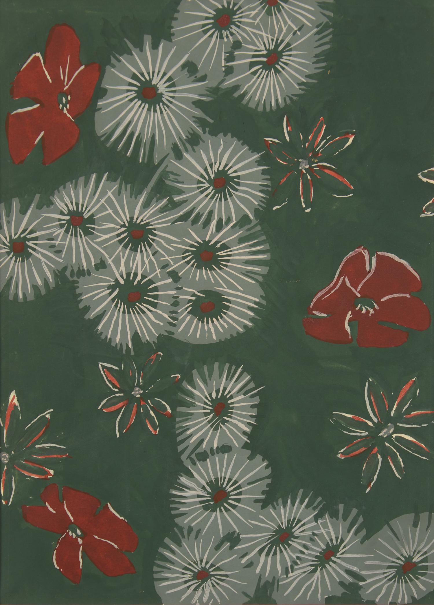 Four Studies for Designs: Leaf Pattern, Pine; Poplar; Festival, and Flower Pattern (4)