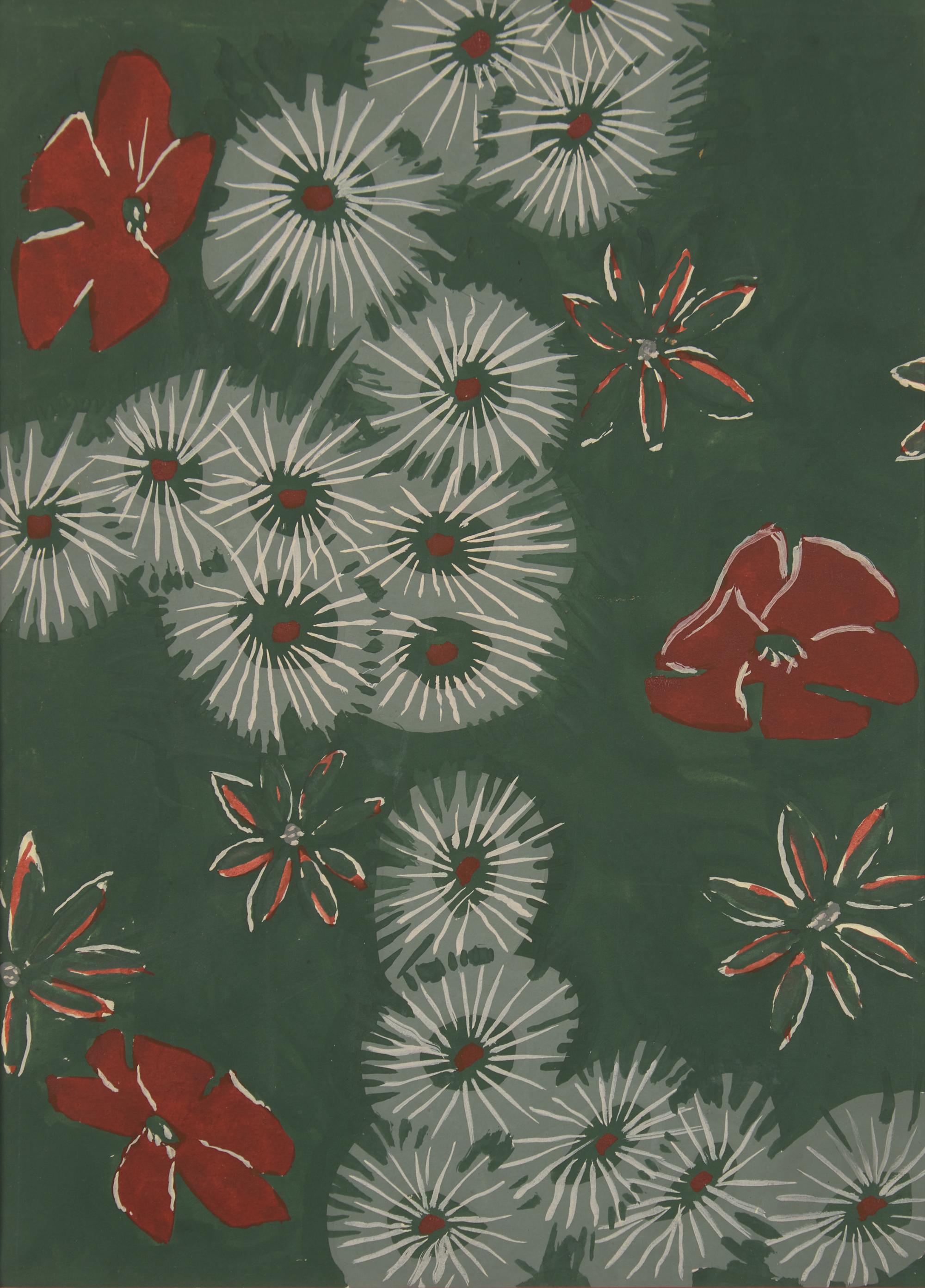Four Studies for Designs: Leaf Pattern, Pine; Poplar; Festival, and Flower Pattern (4)