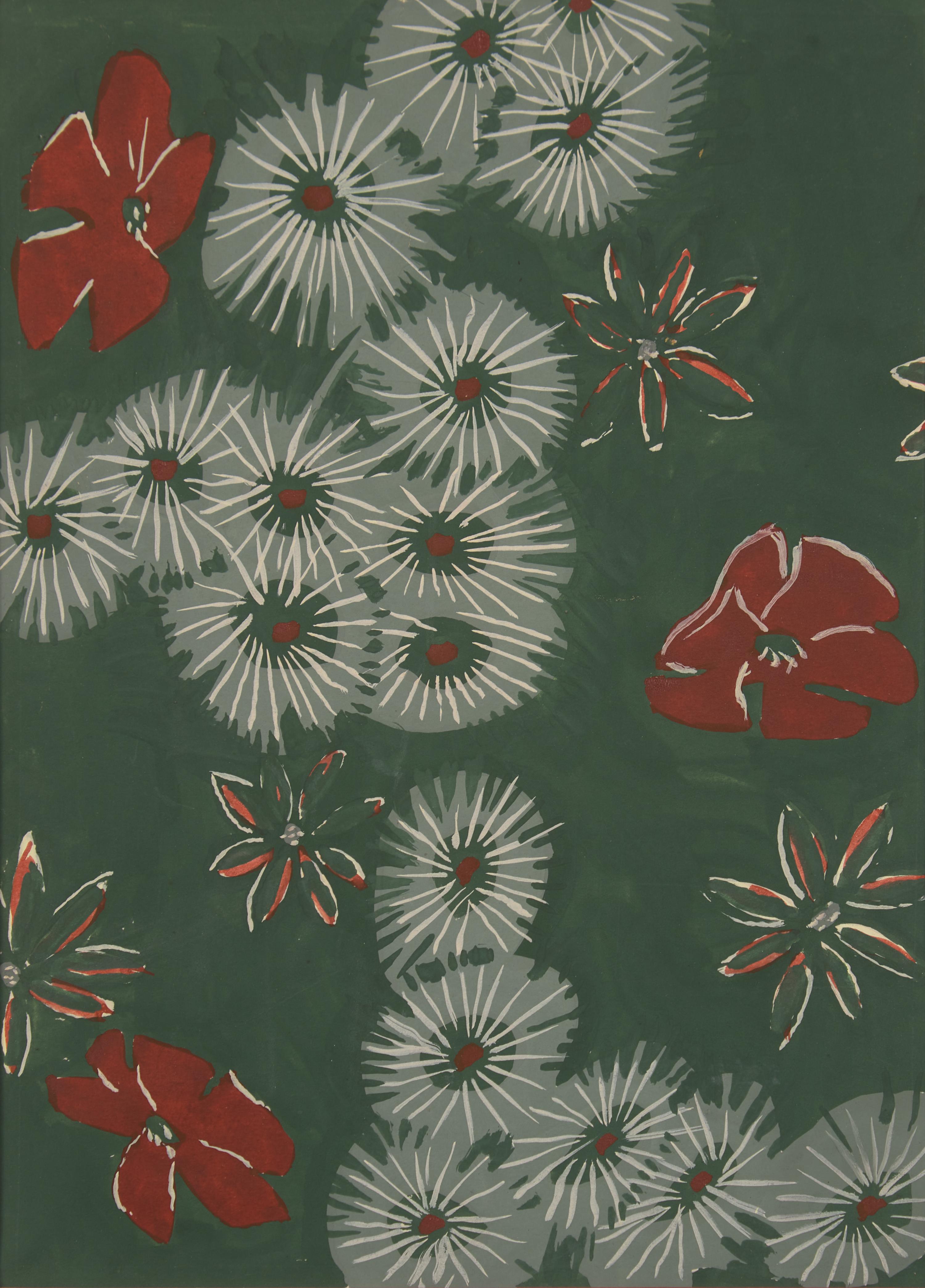 Four Studies for Designs: Leaf Pattern, Pine; Poplar; Festival, and Flower Pattern (4)