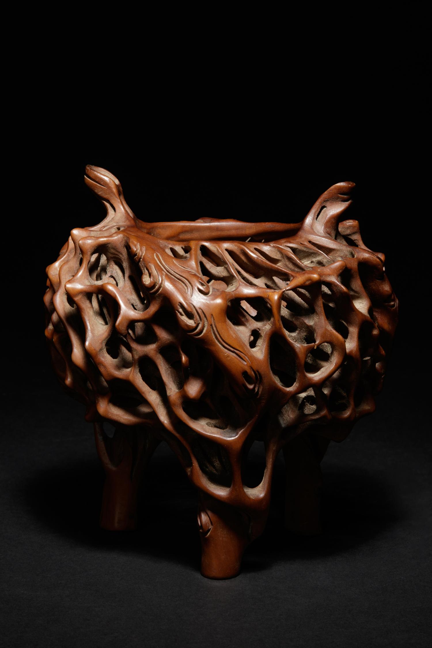 A Boxwood Root Form Incense Burner