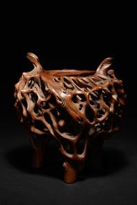 A Boxwood Root Form Incense Burner