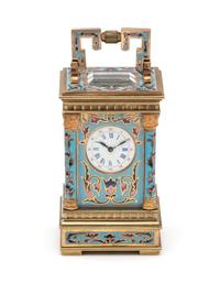 FRENCH, GILT-METAL AND ENAMEL CARRIAGE CLOCK