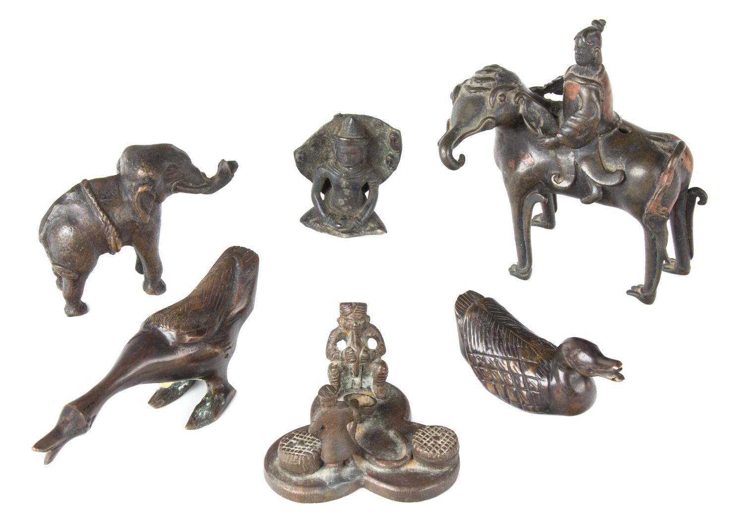 A Collection of Metal Figures Width of largest 9 inches.