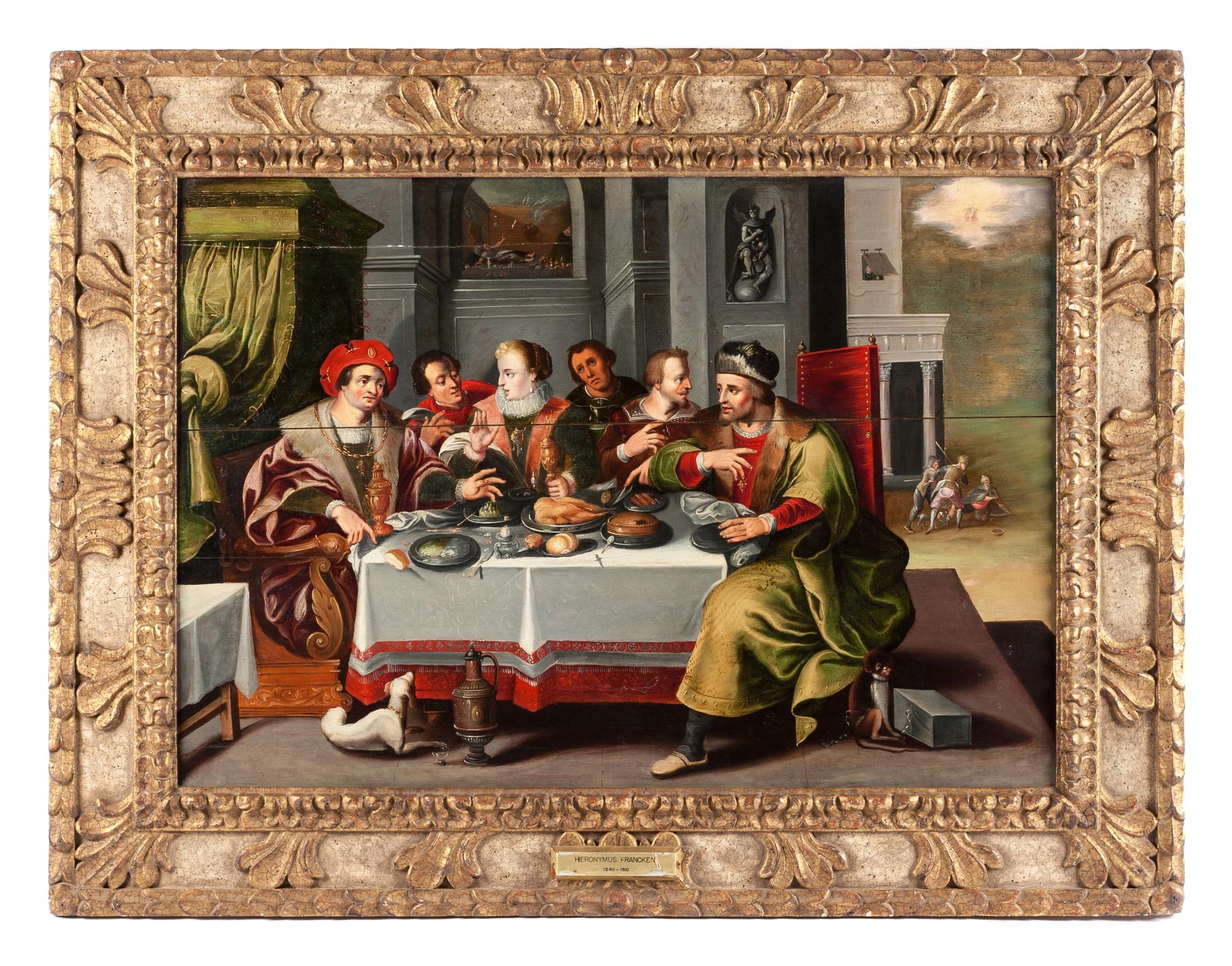 Manner of Hieronymus Francken III, (Flemish, 1611-1671), The Rich Man and Lazarus