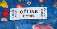 A Celine Blue Cotton Fruit Print Dress, Size 40; Self tie: 56.5" x 2.25".