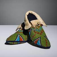 Sioux Fully Beaded Hide Moccasins