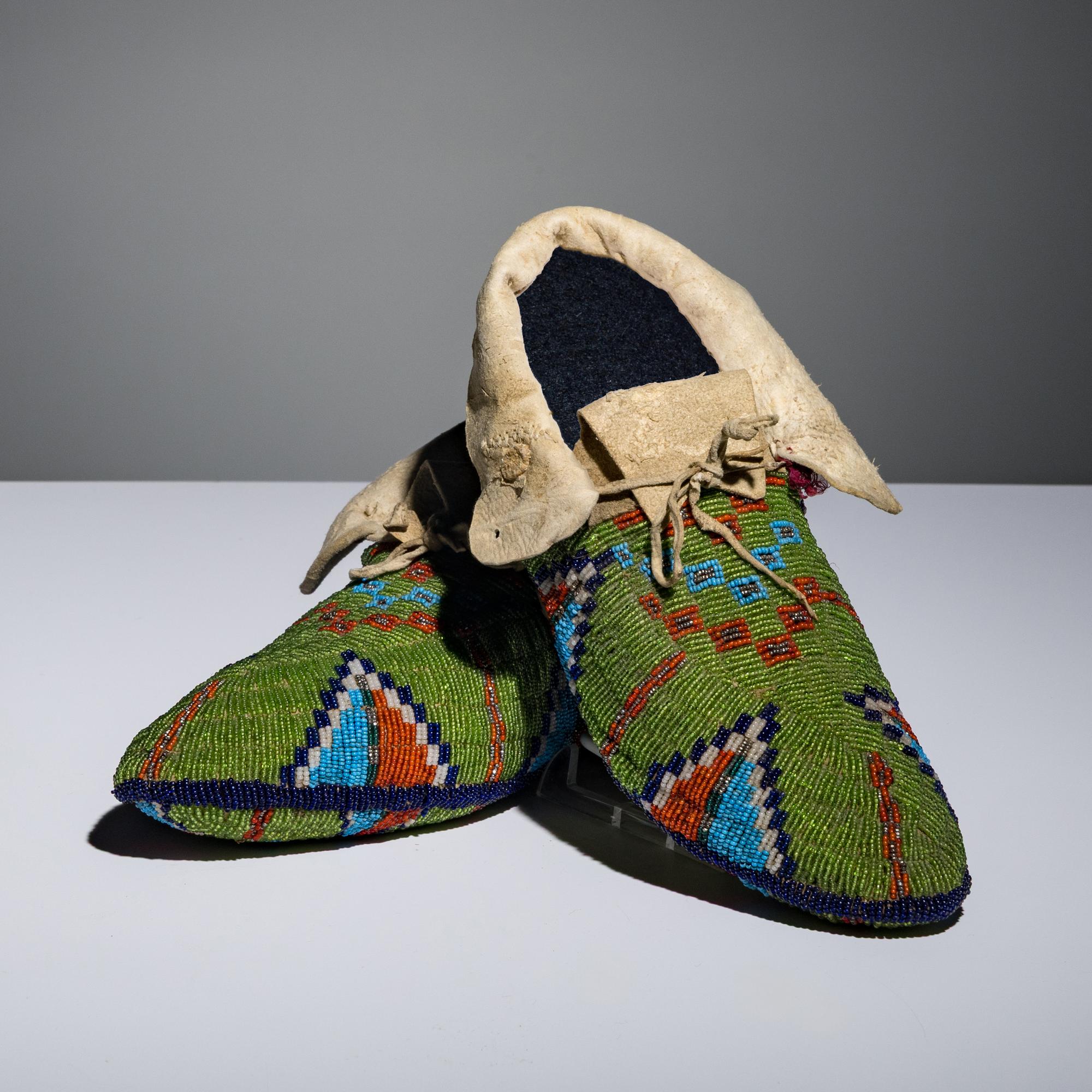 Sioux Fully Beaded Hide Moccasins