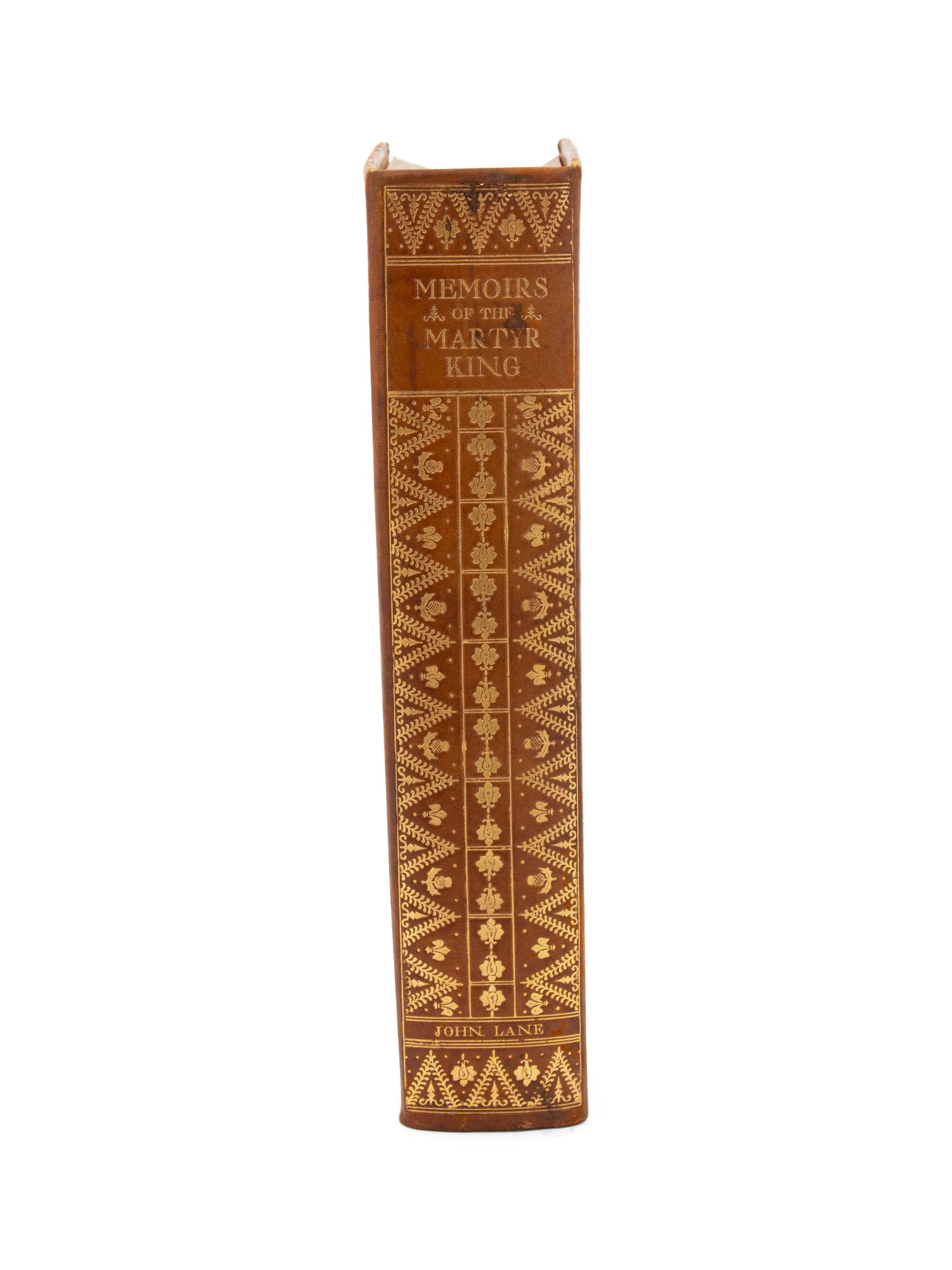 Fea, Allan, John Lane: The Bodley Head, London & New York, Memoirs of the Martyr King, Being a detailed record of the last two years of the reign of his most sacred majesty King Charles the First; full calf binding with ornate gilt amping to boards (no slipcase), 365/400 signed and numbered by Allan Fea.