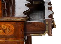 A Louis XV Style Gilt Bronze Mounted Marquetry Serpentine-Front Vitrine Cabinet