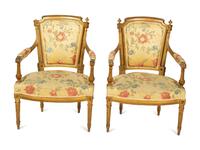 A Set of Four Louis XVI Style Giltwood Armchairs with Scalamandré Upholstery — CIRCA 1900