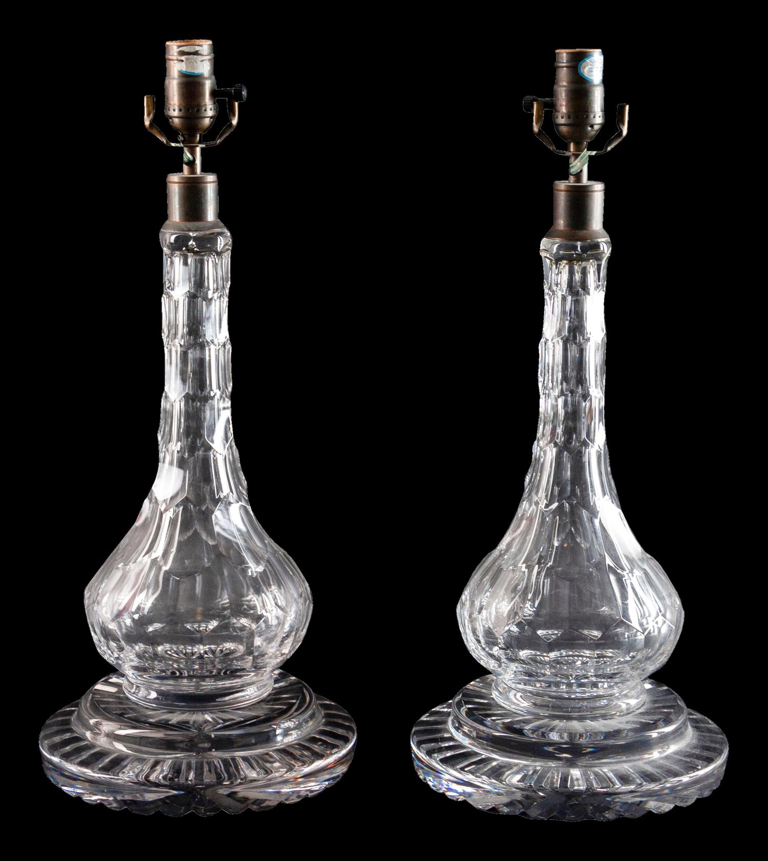 A Pair of Cut Glass Oil Lamp Bases