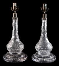 A Pair of Cut Glass Oil Lamp Bases