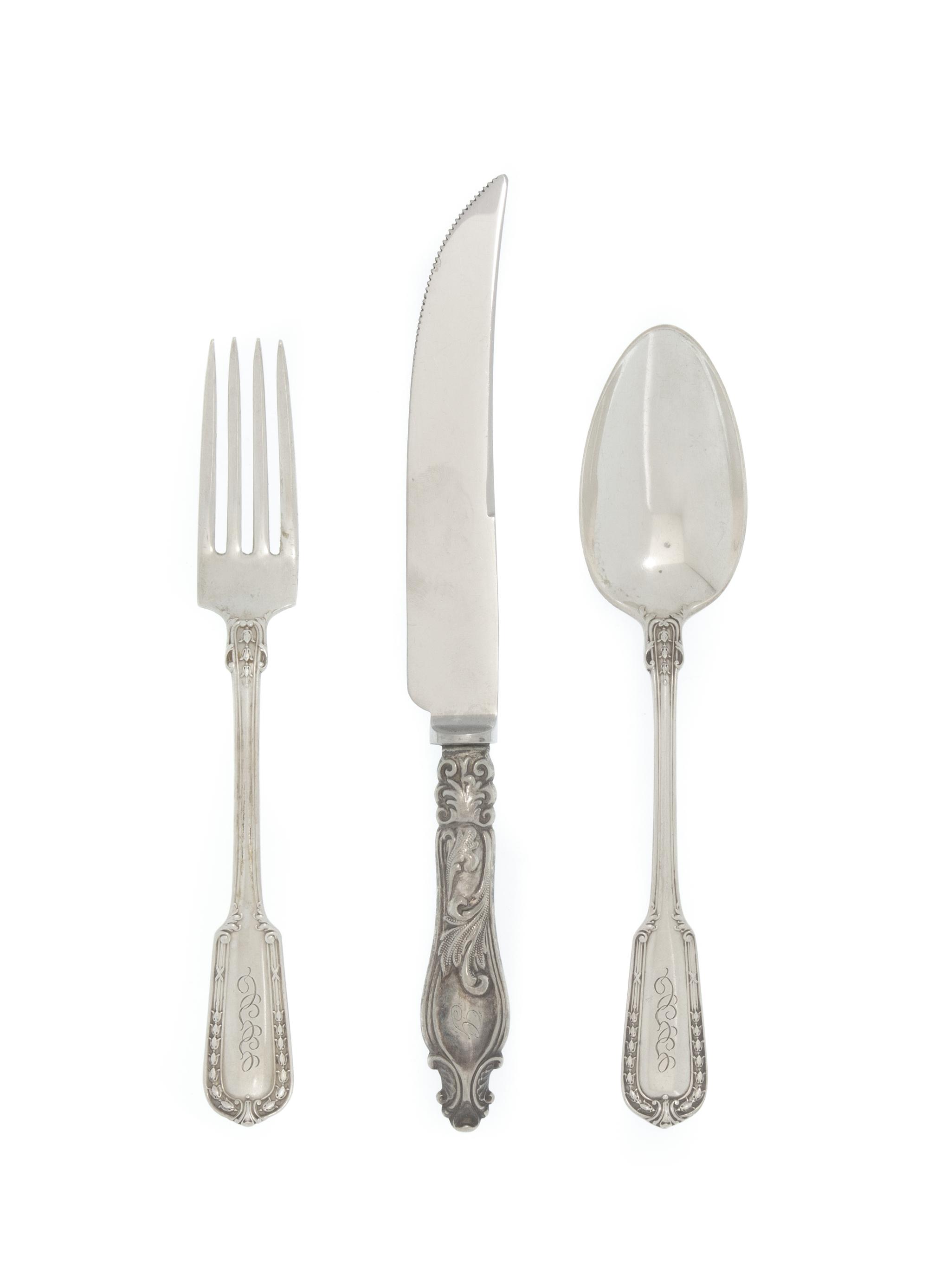 An Assembled American Silver Flatware Service