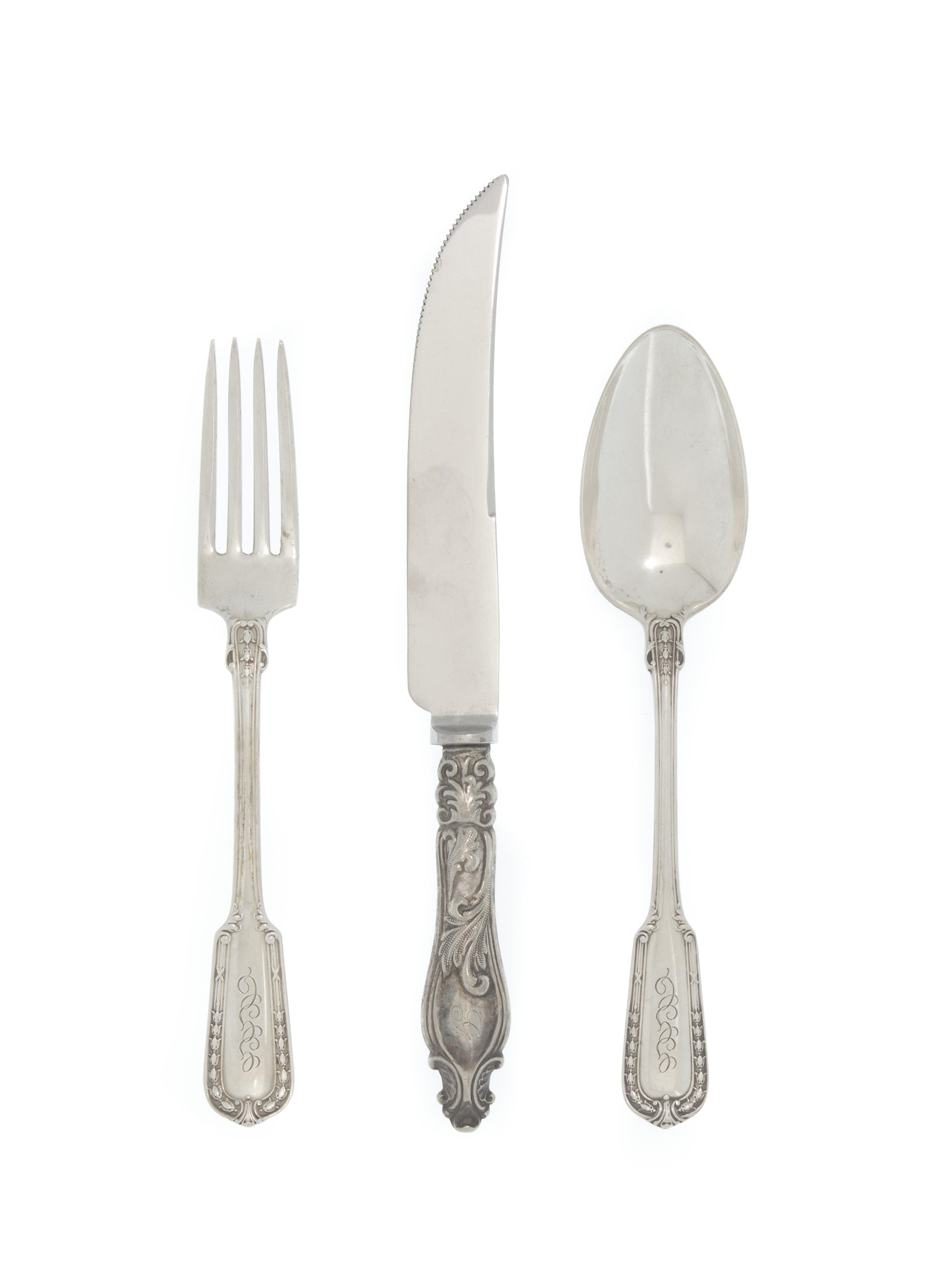 An Assembled American Silver Flatware Service