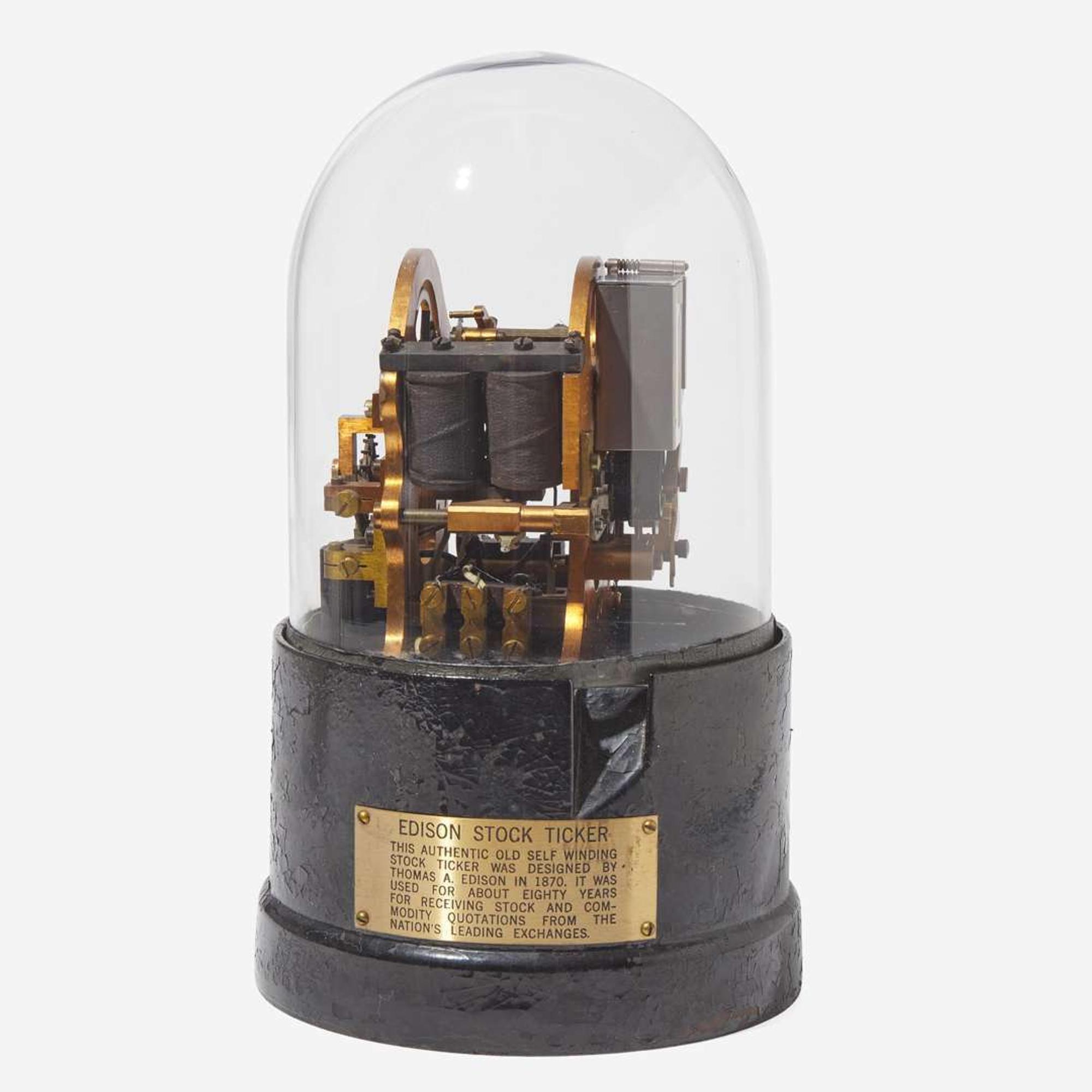 Thomas A. Edison (American, 1847-1931) Edison Universal Stock Ticker, Model 30-A, J.H. Bunnell & Co., USA, circa 1900