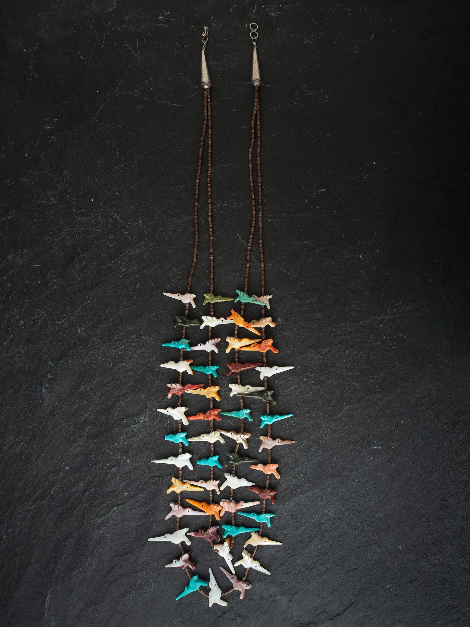 Pair of Multi-strand Zuni Fetish Necklaces and Earrings