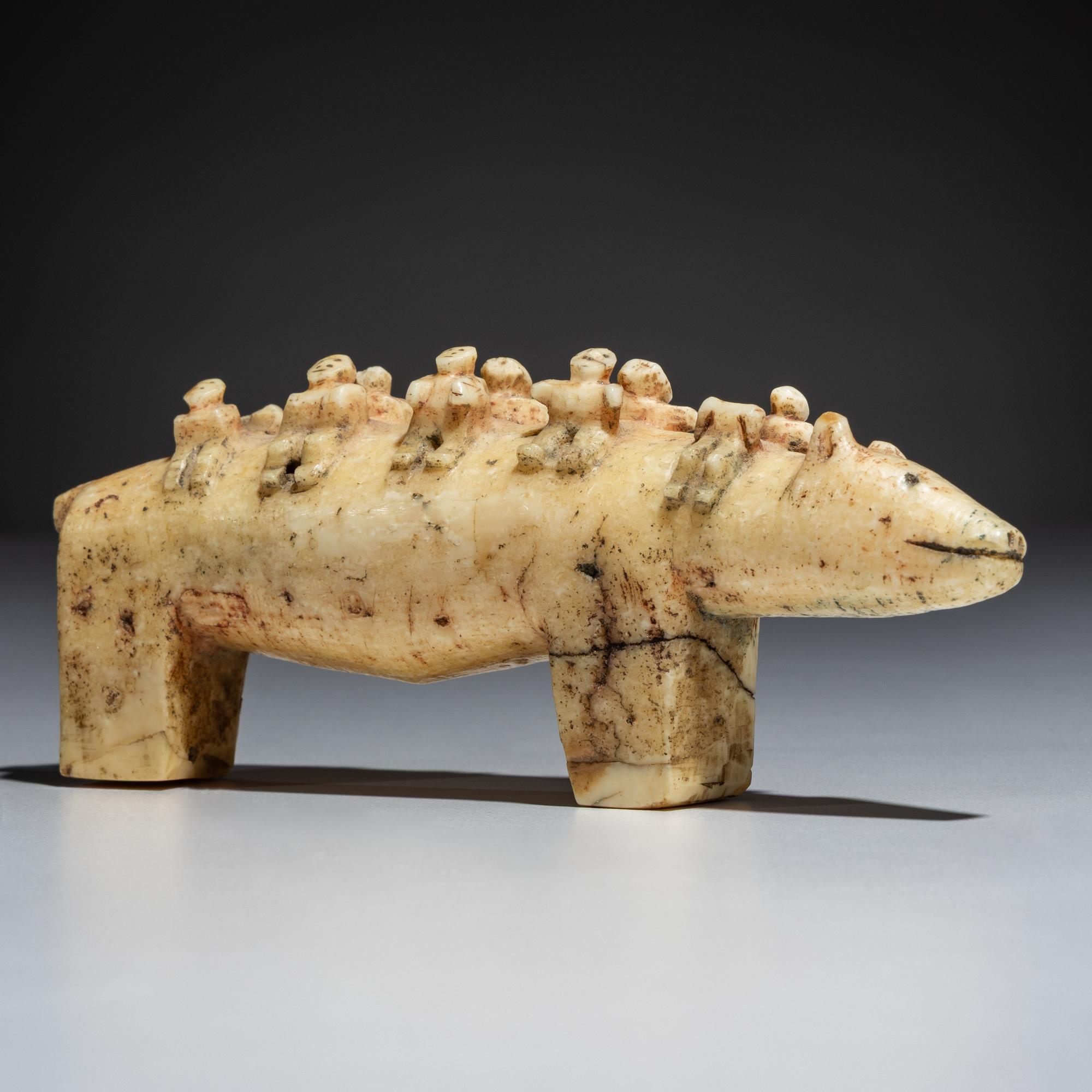 Inupiat Carved Bear with Ten Riders