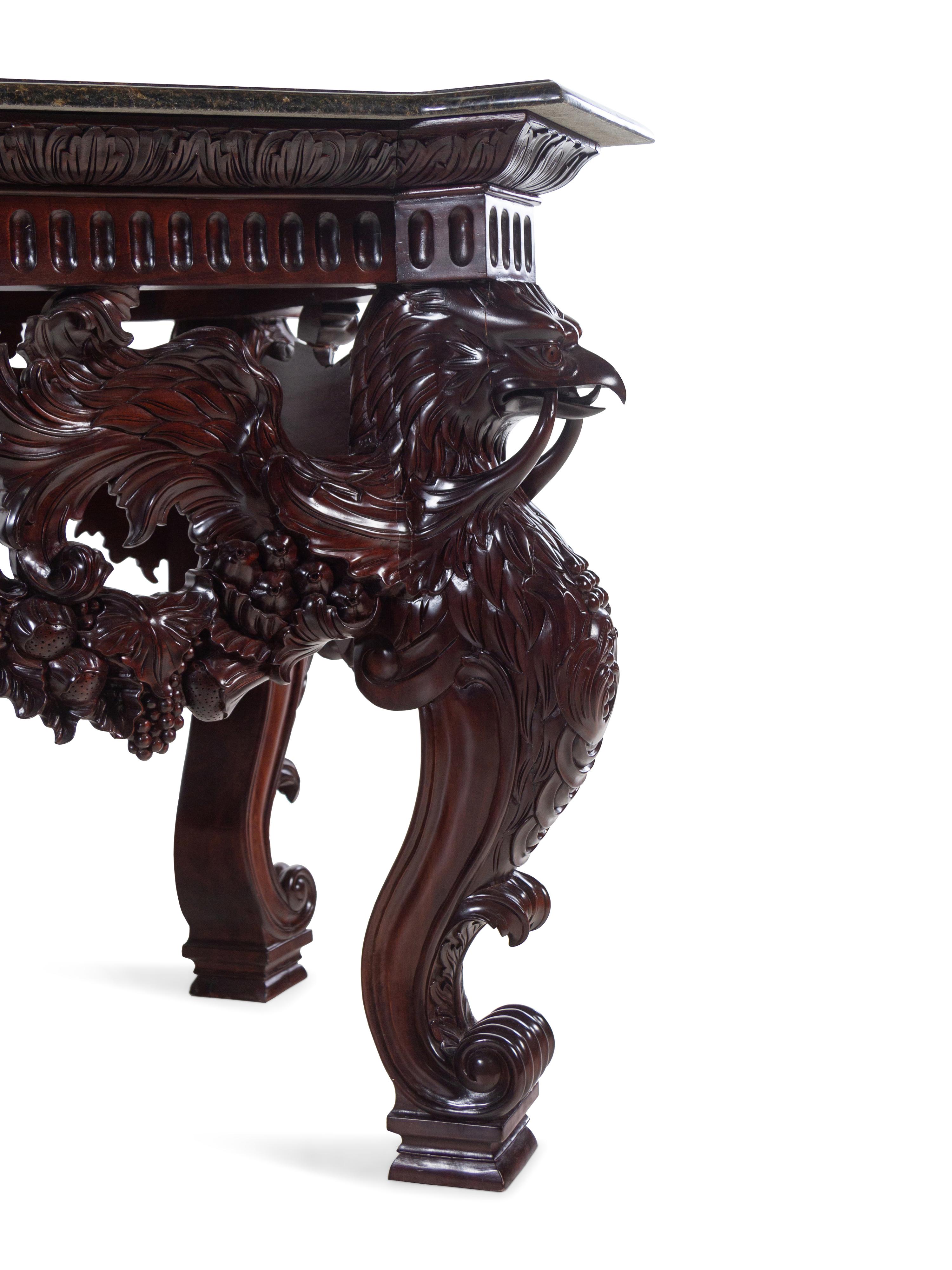A George III Style Walnut Marble-Top Center Table