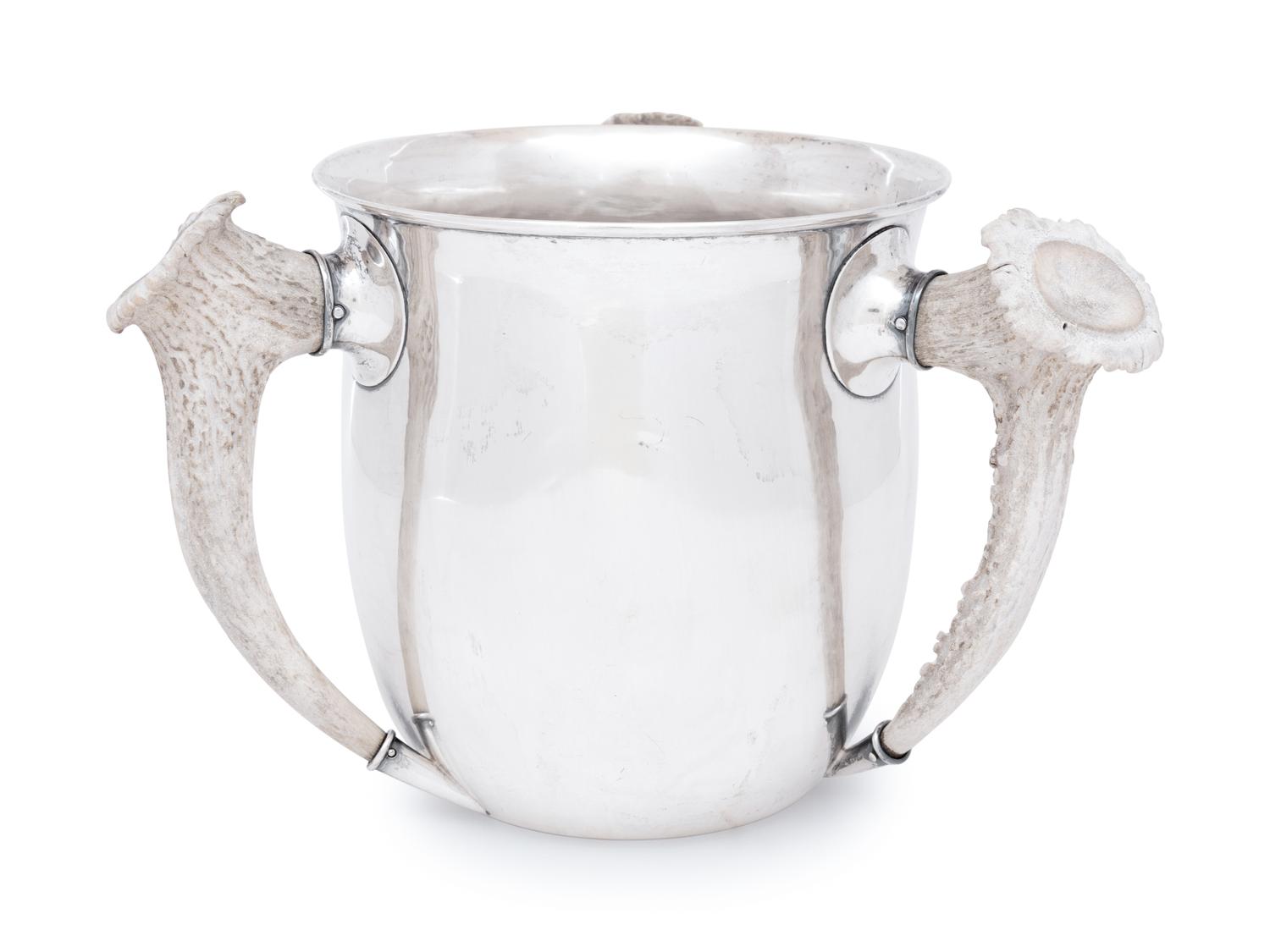 An American Silver Horn-Mounted Tyg