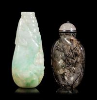Two Carved Precious Stone Snuff Bottles