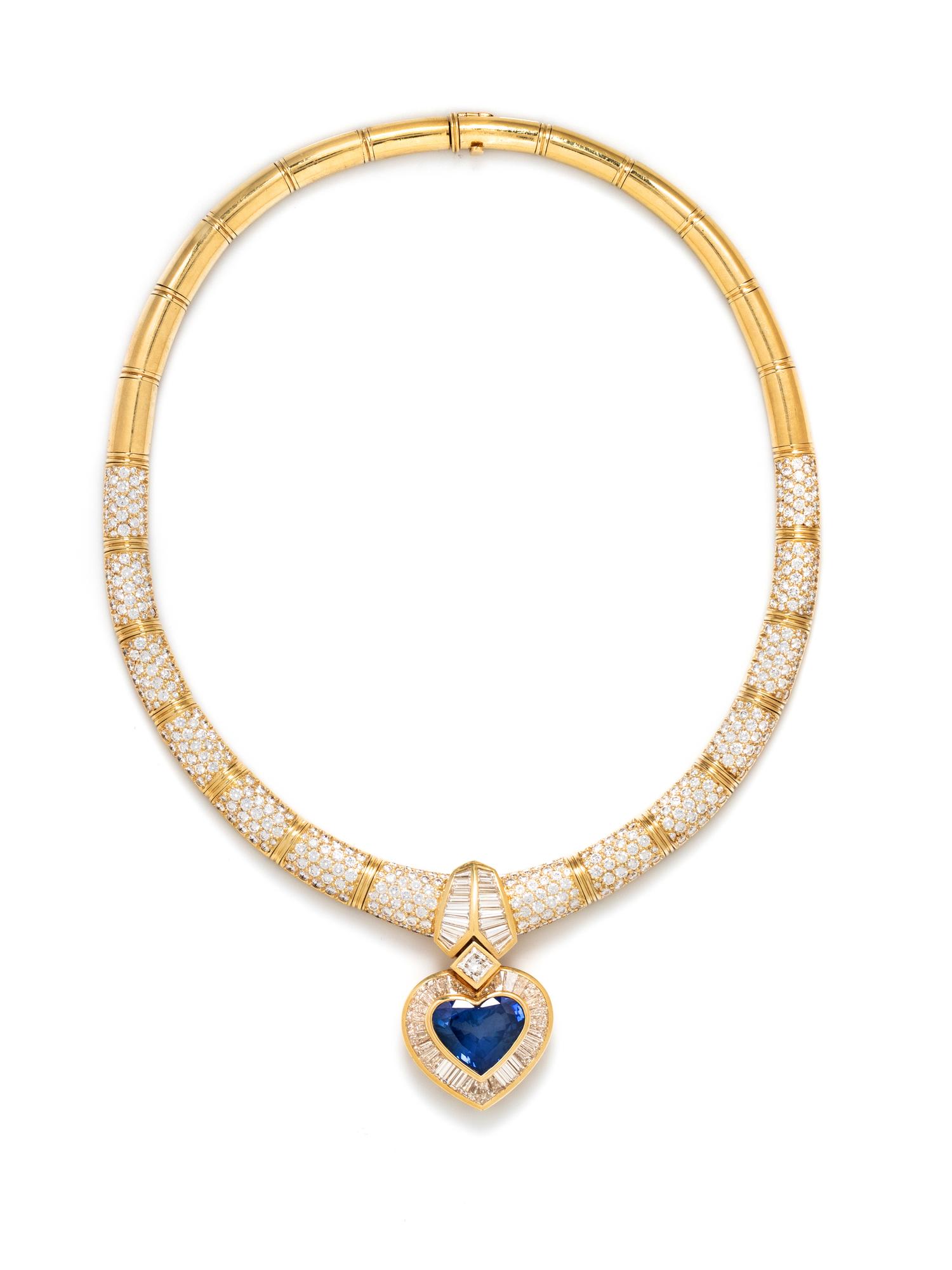 SAPPHIRE AND DIAMOND NECKLACE