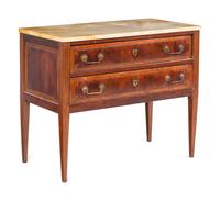 An Italian Mahogany and Marquetry Marble-Top Commode