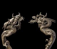A Pair of Japanese Bronze 'Dragon' Okimono