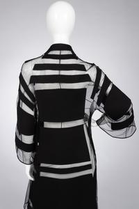 Ralph Rucci Silk Net Jacket with Wool Crepe Patches