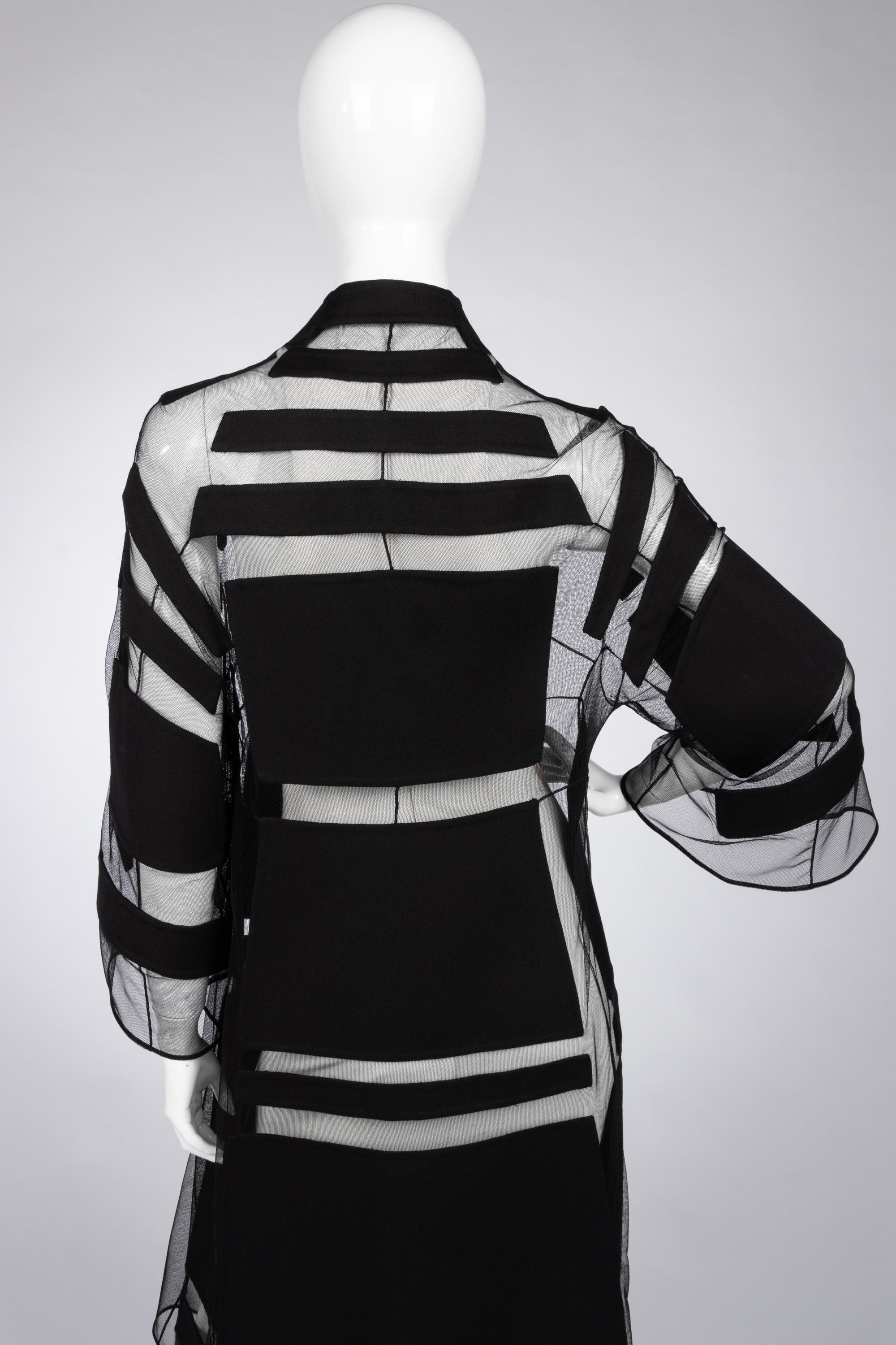 Ralph Rucci Silk Net Jacket with Wool Crepe Patches