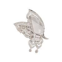 CARVED JADEITE AND DIAMOND BUTTERFLY BROOCH