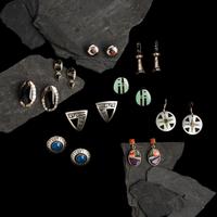 An Assortment Of Navajo, Hopi, Zuni, and Mexican Earrings