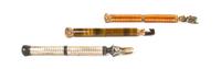 Two Mother-of-Pearl Veneered Opera Glass Holders, Length of pair 6 1/4 inches (closed).