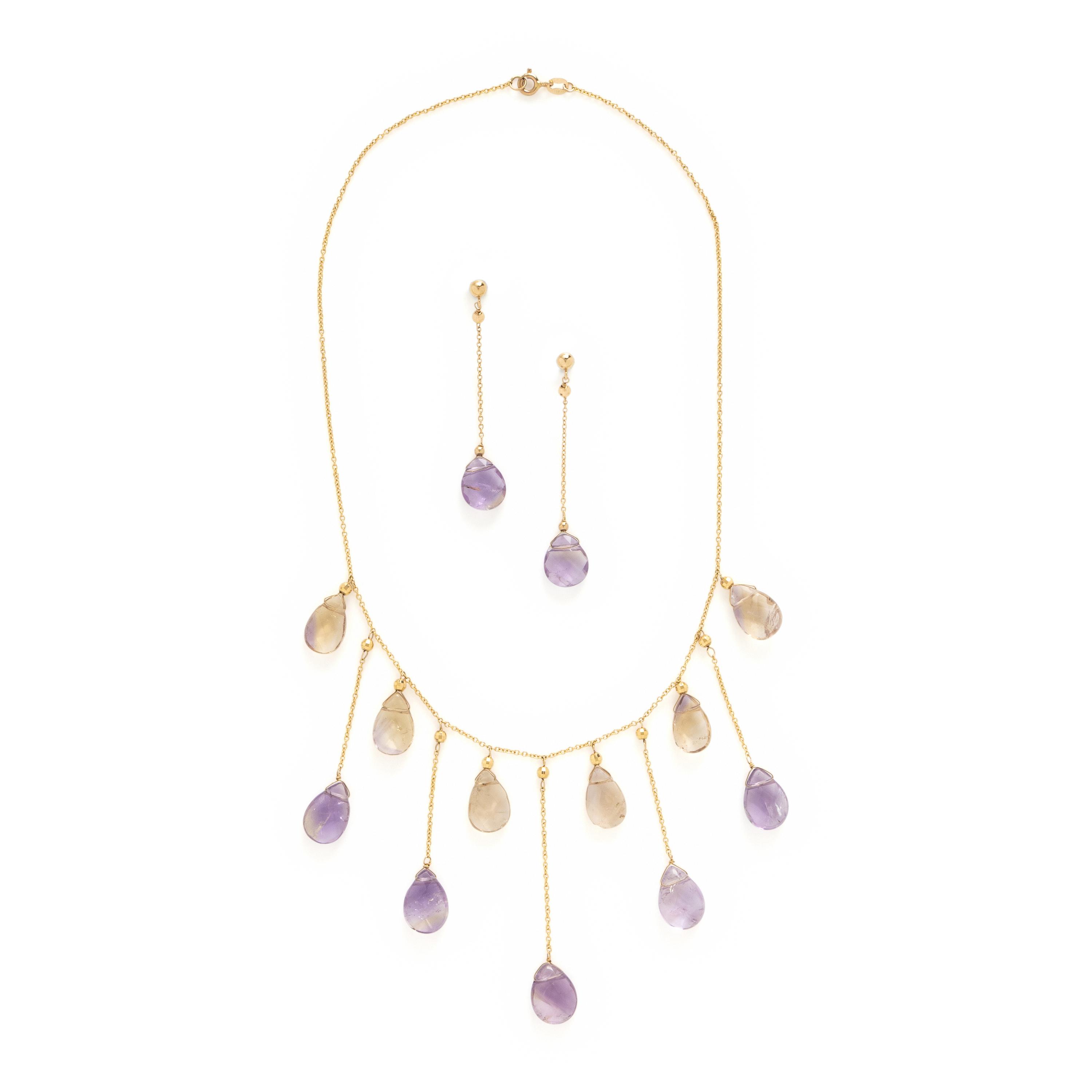 Amethyst, Ametrine, and Yellow Gold Demi Parure